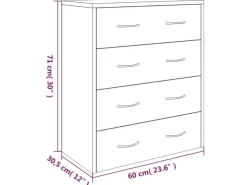 vidaXL Kommode mit 4 Schubladen 60x30,5x71 cm Hochglanz-Weiß 342579
