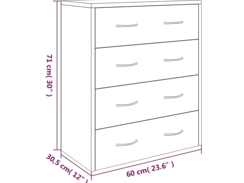 vidaXL Kommode mit 4 Schubladen 60x30,5x71 cm 342577