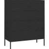 vidaXL Kommode Schwarz 80x35x101,5 cm Stahl