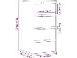 Outlet vidaXL Kommode Weiß 40x41x76 cm Holzwerkstoff