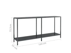 vidaXL Konsolentisch Schwarz 160x35x75,5 cm cm Hartglas