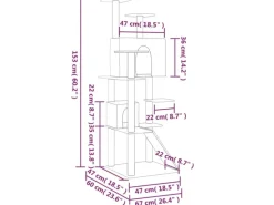 vidaXL Kratzbaum mit Sisal-KratzSäulen Dunkelgrau 153 cm Modell 1