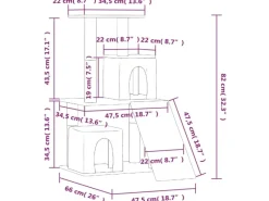 vidaXL Kratzbaum mit Sisal-KratzSäulen Creme 82 cm Modell 3