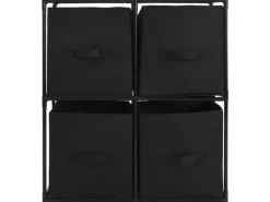 vidaXL Lagerschrank mit 4 Stoffkörben Schwarz 63×30×71 cm Stahl