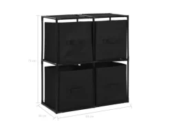 vidaXL Lagerschrank mit 4 Stoffkörben Schwarz 63×30×71 cm Stahl