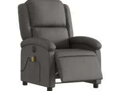 vidaXL Massagesessel Elektrisch Grau Echtleder