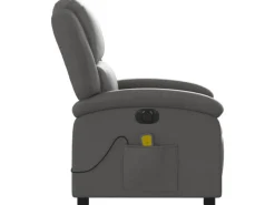 vidaXL Massagesessel Elektrisch Grau Echtleder