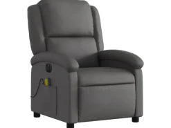 vidaXL Massagesessel Elektrisch Grau Echtleder