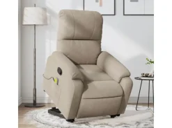 vidaXL Massagesessel mit Aufstehhilfe Taupe Mikrofasergewebe