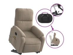 vidaXL Massagesessel mit Aufstehhilfe Taupe Mikrofasergewebe