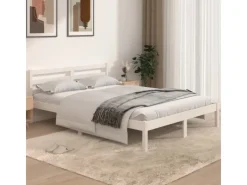 Hot vidaXL Massivholzbett Kiefer 140x190 cm Weiß1136550