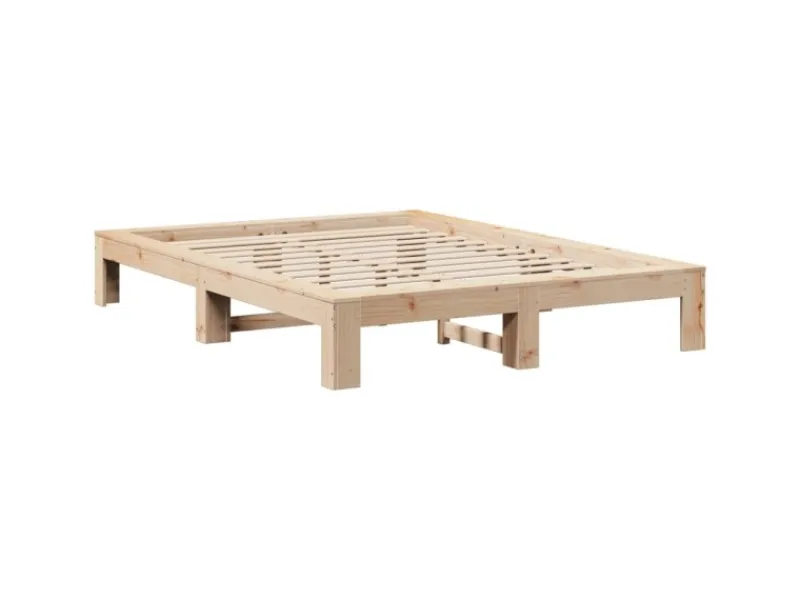 Outlet vidaXL Massivholzbett ohne Matratze 140x200 cm Kiefernholz 3308738 Natur