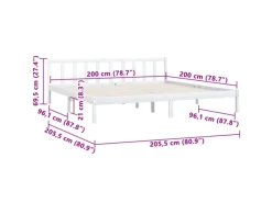 vidaXL Massivholzbett Weiß Kiefer 200x200 cm923563