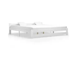 New vidaXL Massivholzbett Weiß Kiefer 200x200 cm649453