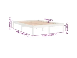 Outlet vidaXL Massivholzbett Weiß 135x190 cm 4FT6 Double1134989