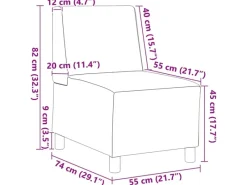 vidaXL Modulares Sofa ohne Armlehnen 2 Stk 55 x 74 x 82 cm 3399791