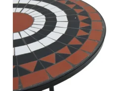 vidaXL Mosaik-Bistro-Set Terrakottarot und Weiß Eisen und Keramik 3216355