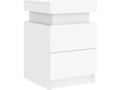 vidaXL Nachttische mit LED-Leuchten 2 Stk Weiß 35x39x55 cm