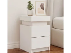 vidaXL Nachttische mit LED-Leuchten 2 Stk Weiß 35x39x55 cm
