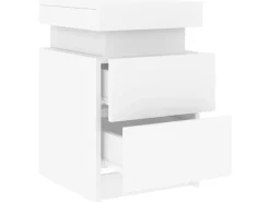 vidaXL Nachttische mit LED-Leuchten 2 Stk Weiß 35x39x55 cm