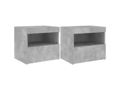 vidaXL Nachttische mit LED-Leuchten 2 Stk Betongrau 50x40x45 cm