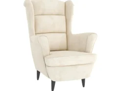 New vidaXL Ohrensessel mit Hocker Creme Samt