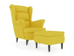 Sale vidaXL Ohrensessel mit Hocker Senfgelb Samt