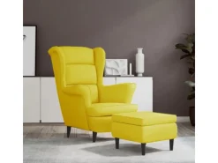 Sale vidaXL Ohrensessel mit Hocker Senfgelb Samt