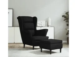 Discount vidaXL Ohrensessel mit Hocker Schwarz Samt