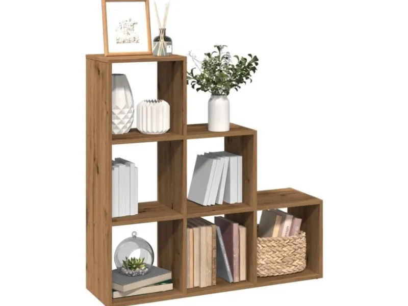 vidaXL Raumteiler-Bücherregal 3 Etagen Artisan-Eiche 99x29x99 cm 857966
