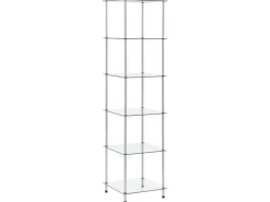 New vidaXL Regal mit 6 Ablagen Transparent 40x40x160 cm Hartglas