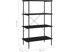 Best vidaXL Regal mit 4 Böden Schwarz 80x40x130 cm