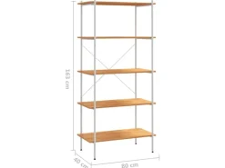 New vidaXL Regal mit 5 Böden Weiß und Eiche-Optik 80x40x163 cm