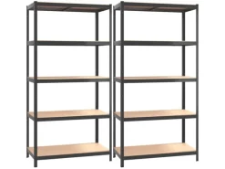 vidaXL Regale mit 5 Böden 2 Stk Stahl & Holzwerkstoff 152868 Anthrazit