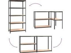 vidaXL Regale mit 5 Böden 2 Stk Stahl & Holzwerkstoff 152868 Anthrazit