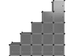 Sale vidaXL Regalsystem mit 15 Würfeln und Türen Schwarz PP 340554 Schwarz-Transparent