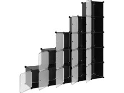 Sale vidaXL Regalsystem mit 15 Würfeln und Türen Schwarz PP 340554 Schwarz-Transparent