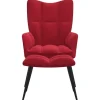 vidaXL Relaxsessel mit Hocker Weißrot Samt Modell 5