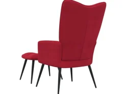 vidaXL Relaxsessel mit Hocker Weißrot Samt Modell 5