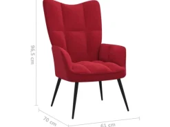 vidaXL Relaxsessel mit Hocker Weißrot Samt Modell 5