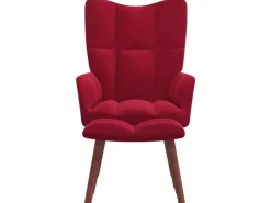 Best vidaXL Relaxsessel mit Hocker Weißrot Samt Modell 6