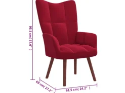 Best vidaXL Relaxsessel mit Hocker Weißrot Samt Modell 6