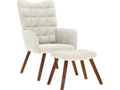 Clearance vidaXL Relaxsessel mit Hocker Samt 4016830 Creme