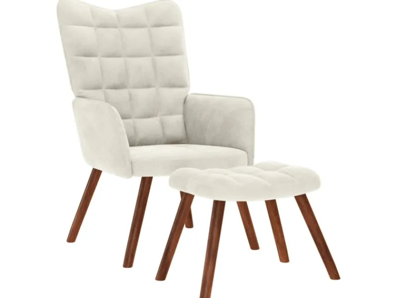 Clearance vidaXL Relaxsessel mit Hocker Samt 4016830 Creme