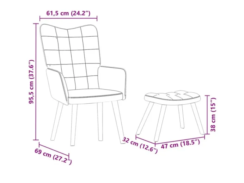 Clearance vidaXL Relaxsessel mit Hocker Samt 4016830 Creme