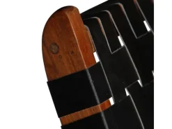 vidaXL Relaxstuhl Klappbar Geflochten Schwarz Echtleder