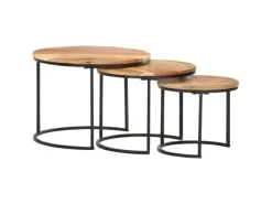 Clearance vidaXL Satztische 3 Stk. Massivholz Akazie Modell 1
