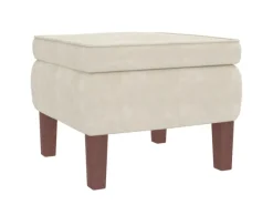 Best vidaXL Schaukelsessel und Hocker mit Holzbeinen Creme Samt