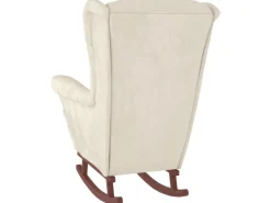 Best vidaXL Schaukelsessel und Hocker mit Holzbeinen Creme Samt