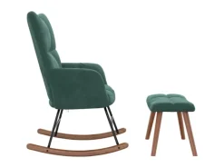 Clearance vidaXL Schaukelstuhl mit Hocker Samt Dunkelgrün